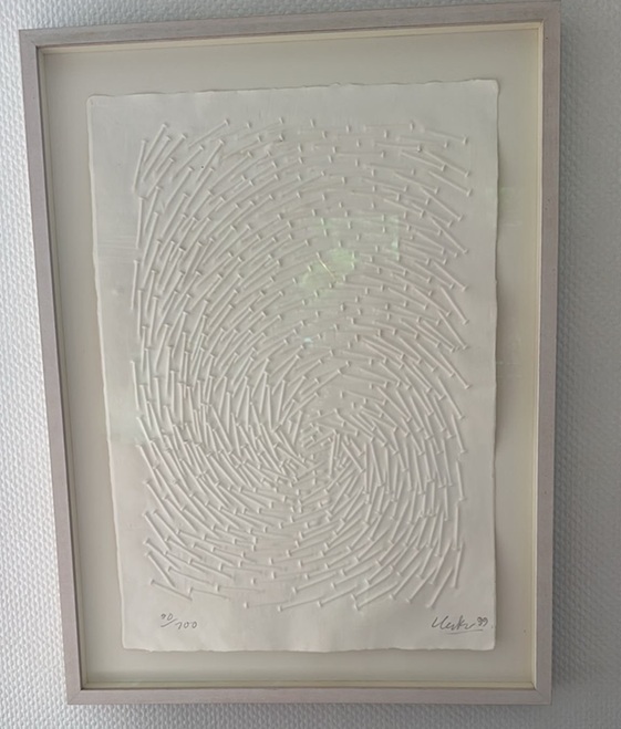 Guenther Uecker Spirale 1 in Bewegung 1999 69 x 49 cm Prägedruck gerahmt