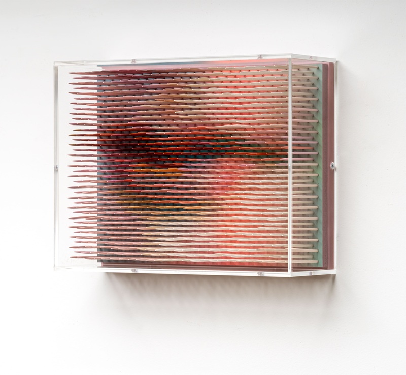 Maxim-Wakultschik_Details_breath-carried-by-birds_20x26x8,6cm_colored-wooden-sticks_2025_side-view